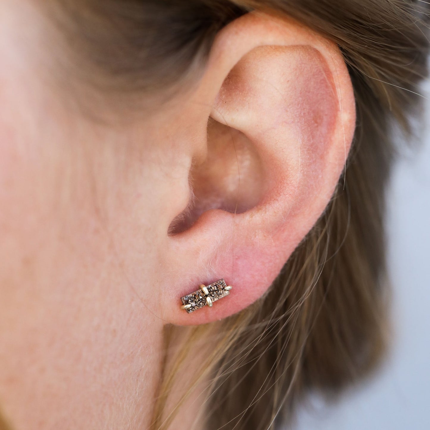 Silver Druzy Bar Earrings