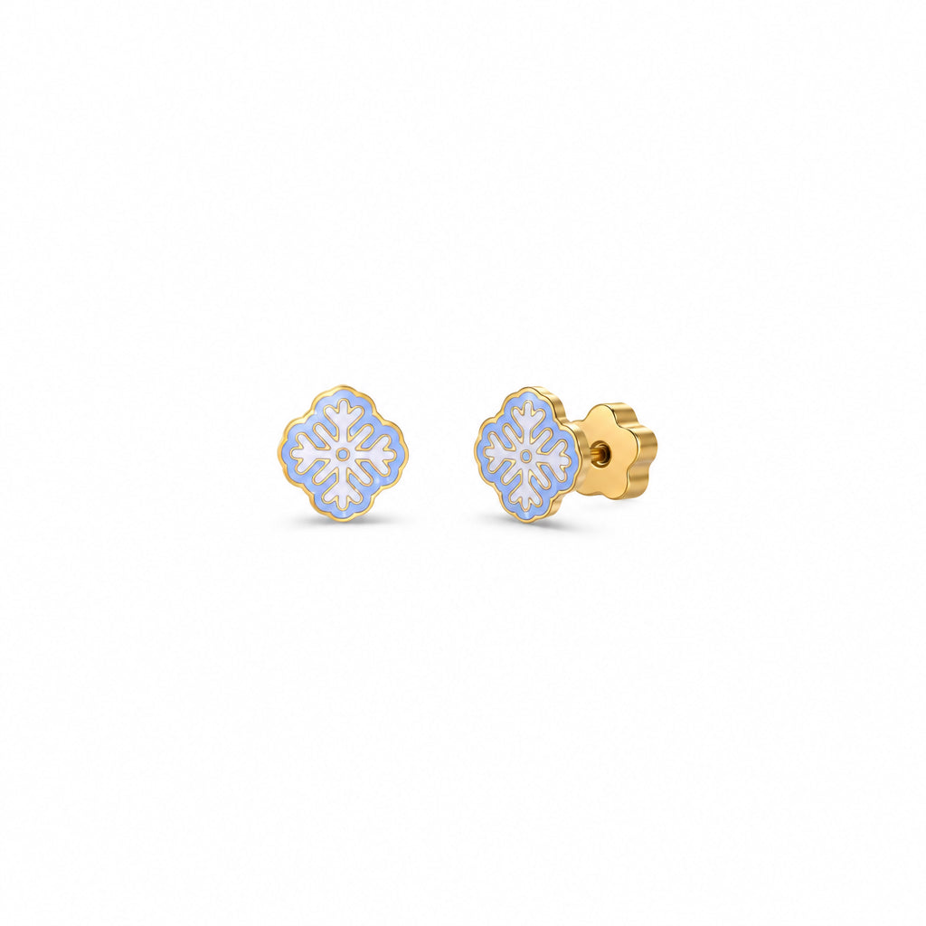 Snowflake Enamel Flat Back Kids Earrings - JaxKelly