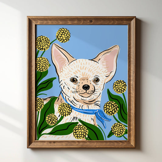 Chihuahua with Flowers 8x10 Giclée Art Print - Tara Reed