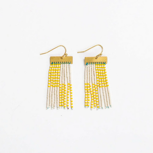 Scout rectangular hanger blocks w/stripes Earrings - Lemon