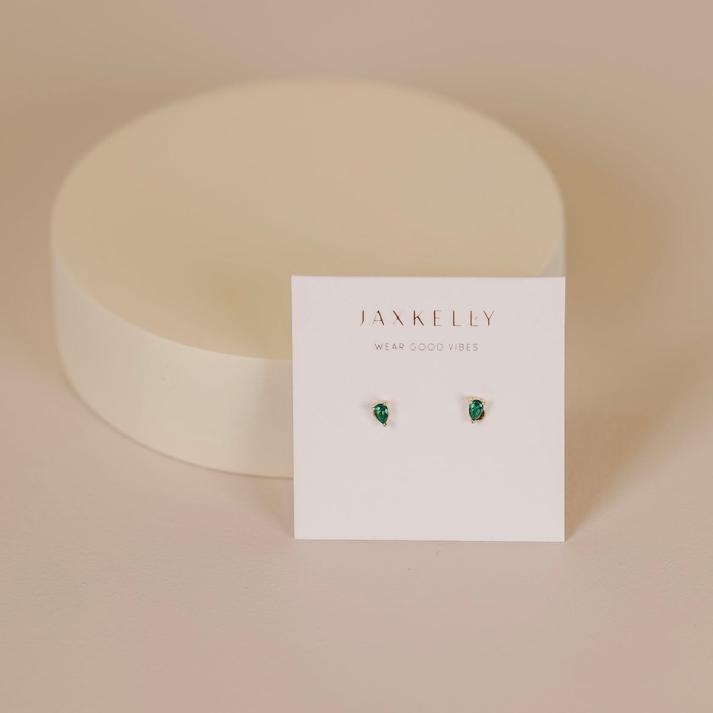 Teardrop Earrings - Emerald CZ - JaxKelly