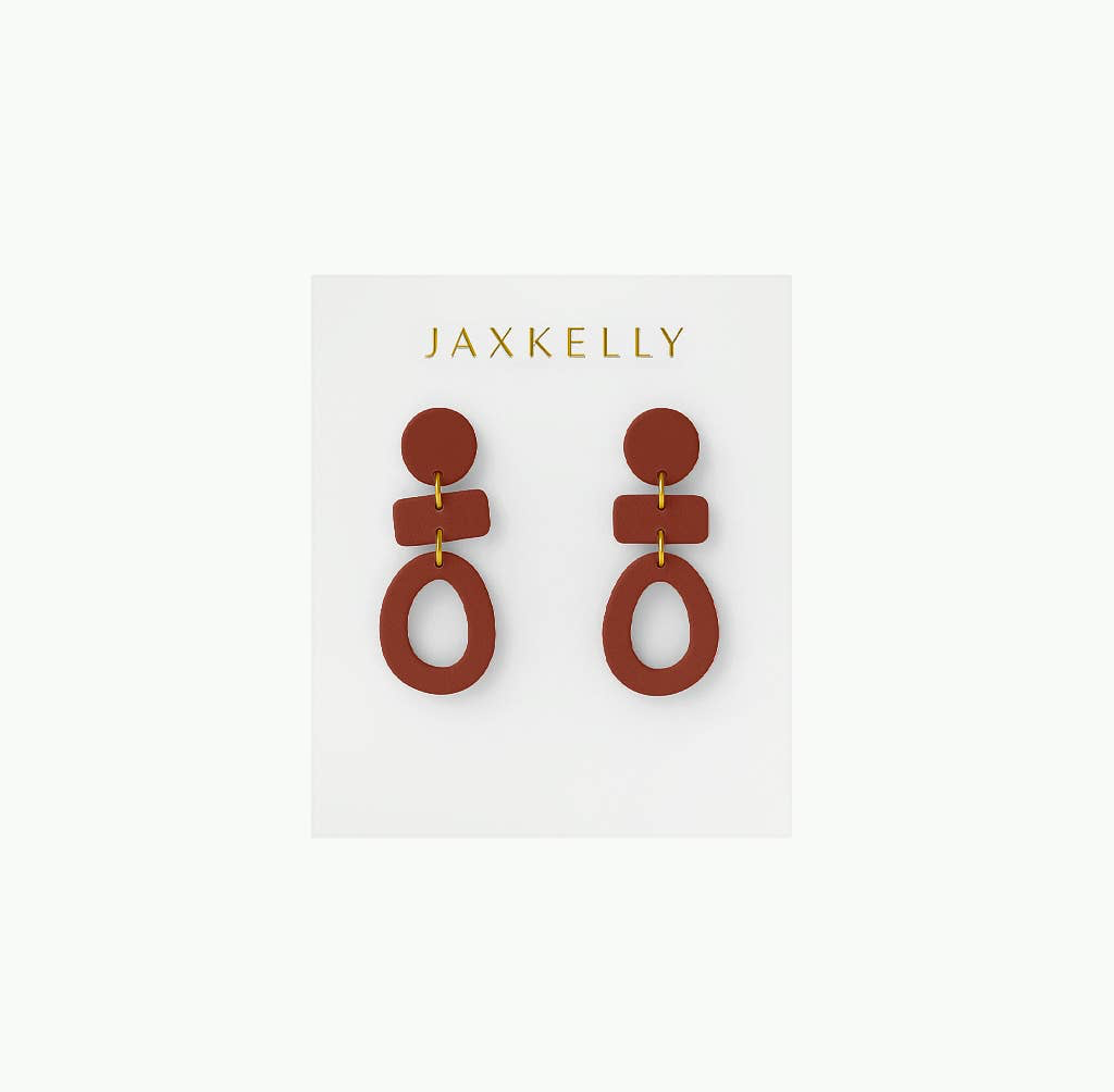 Organic Three Tier Clay Earring - Terracotta - JaxKelly