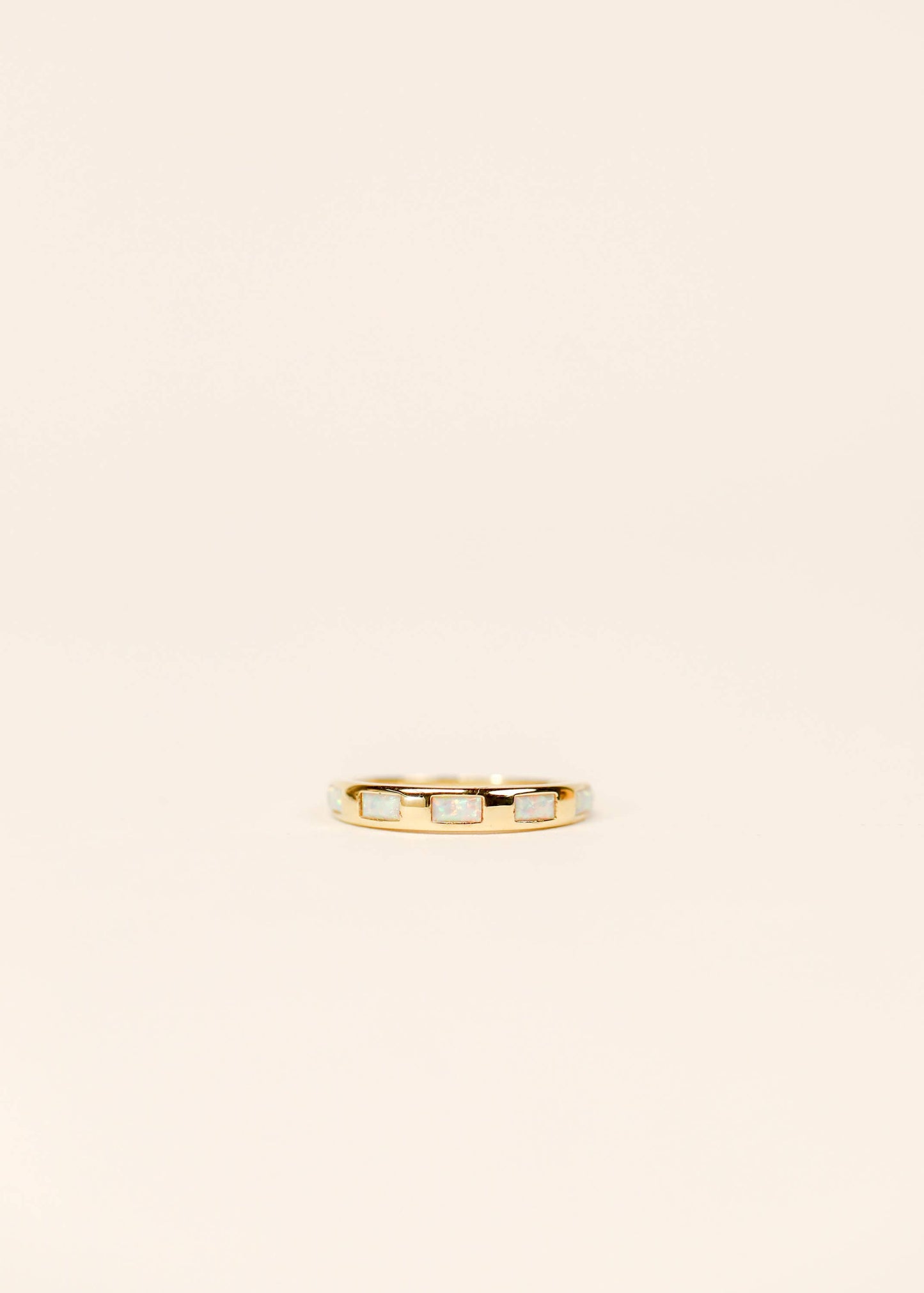 White Opal Inset Baguette Ring