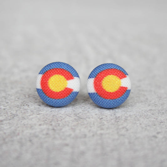 Colorado Fabric Button Earrings
