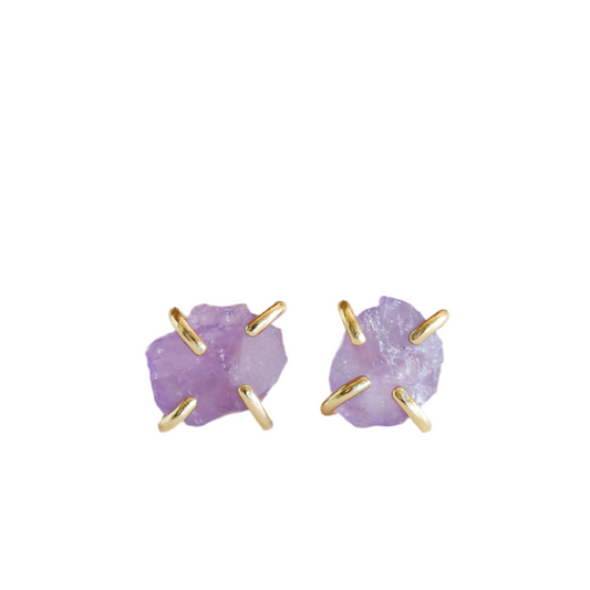 Amethyst Gemstone Prong Earrings - JaxKelly
