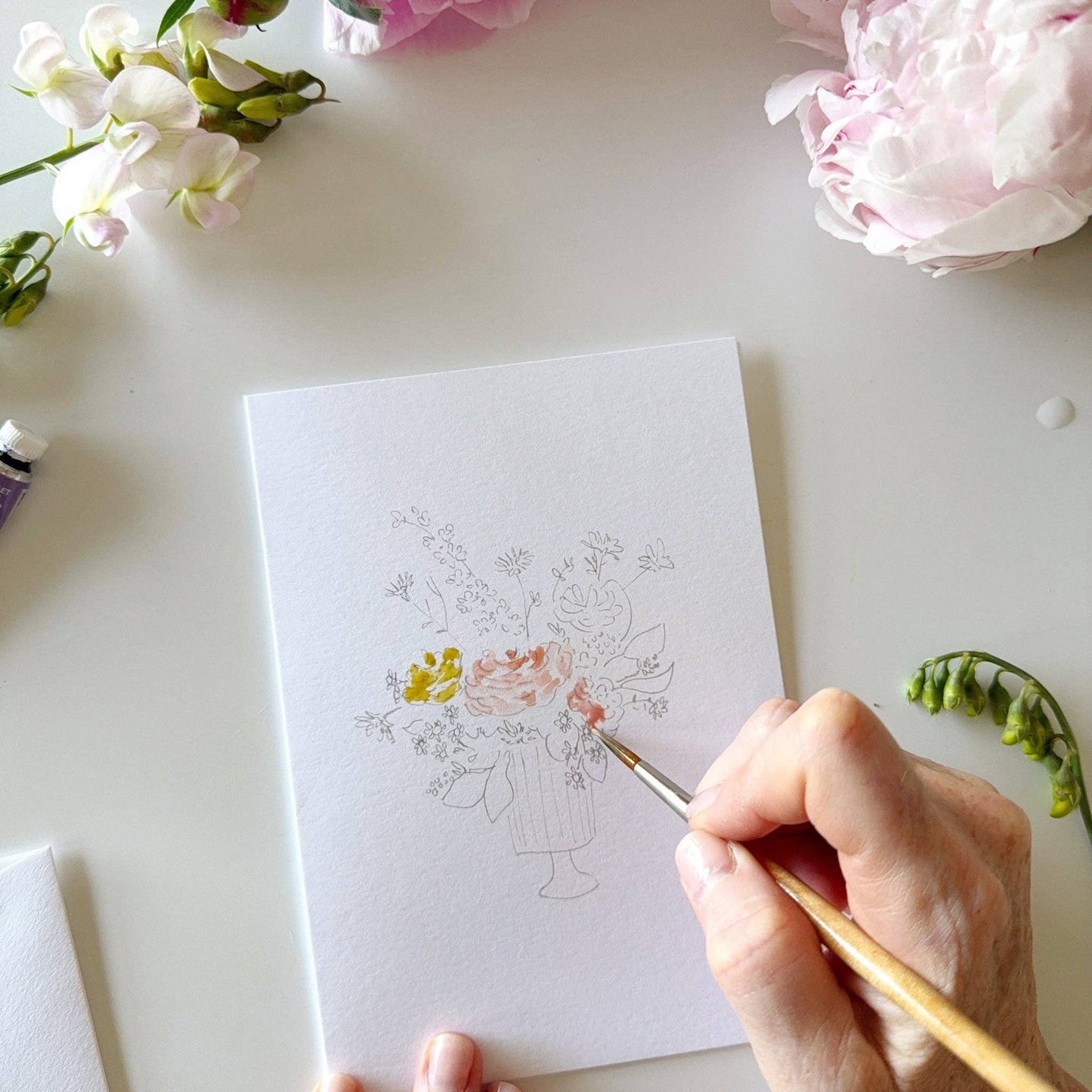 Bouquets Paintable Notecards - emily lex studio