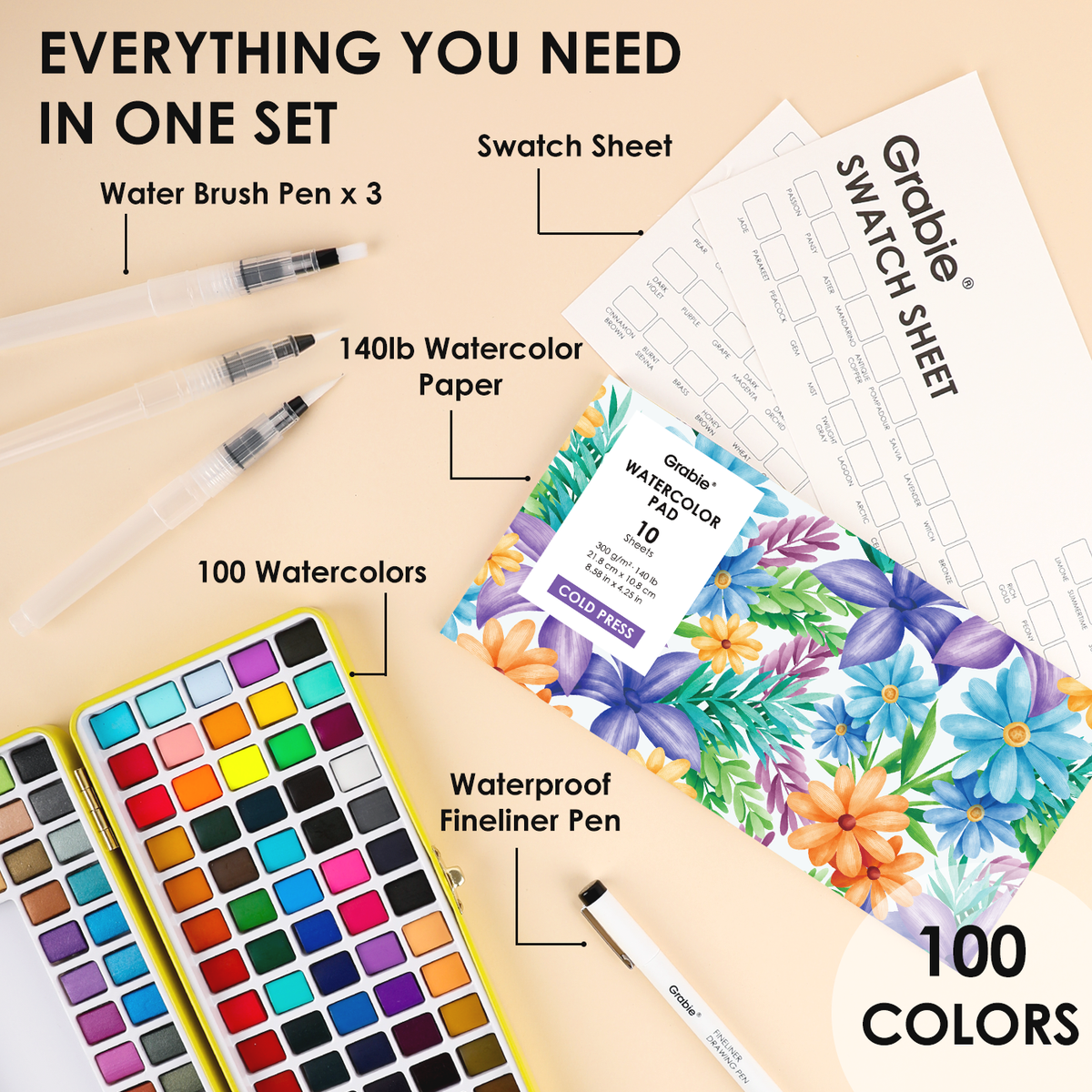Grabie - Grabie All-In-One Premium Watercolor Set of 100