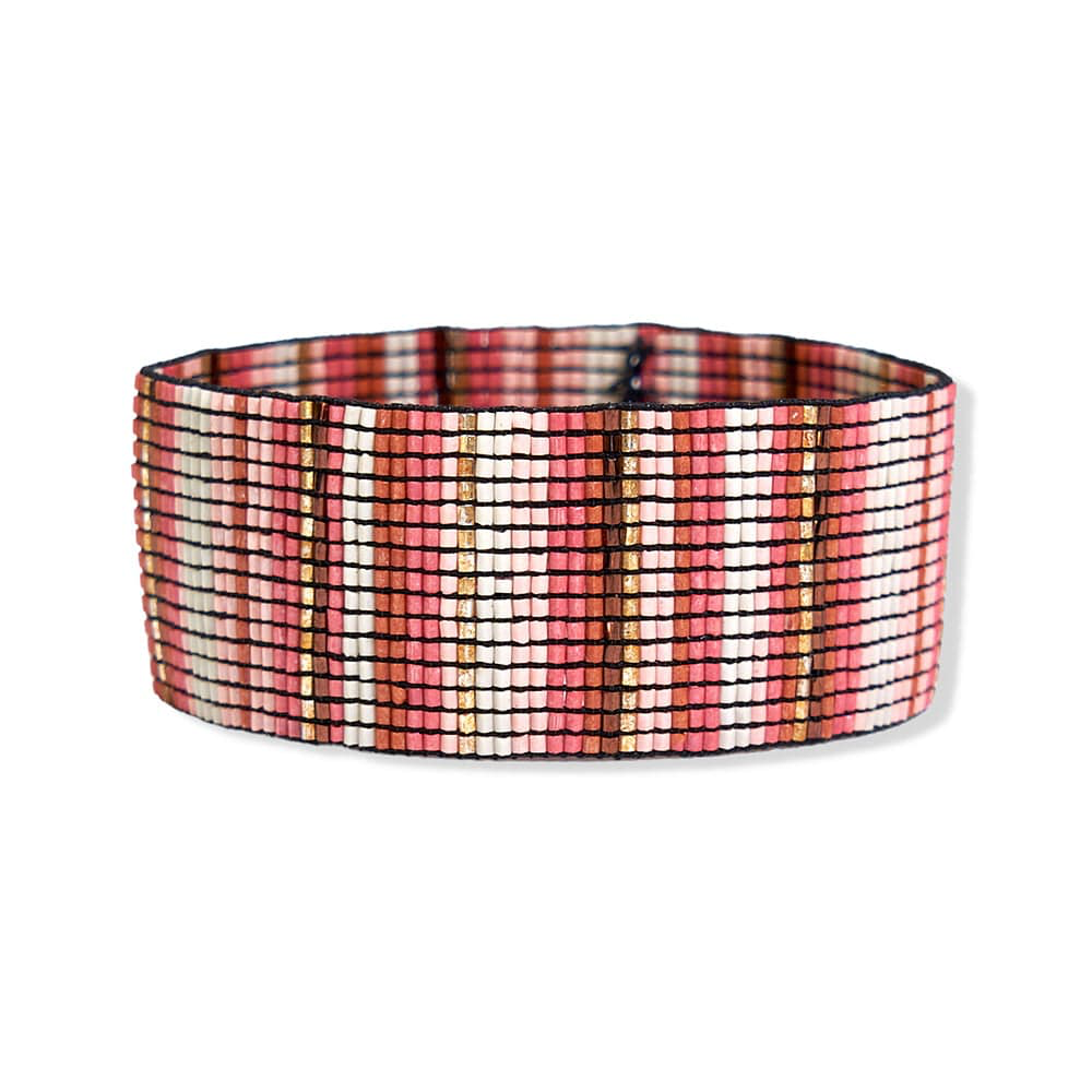 Kenzie Vertical Stripes Beaded Stretch Braclet - Blush