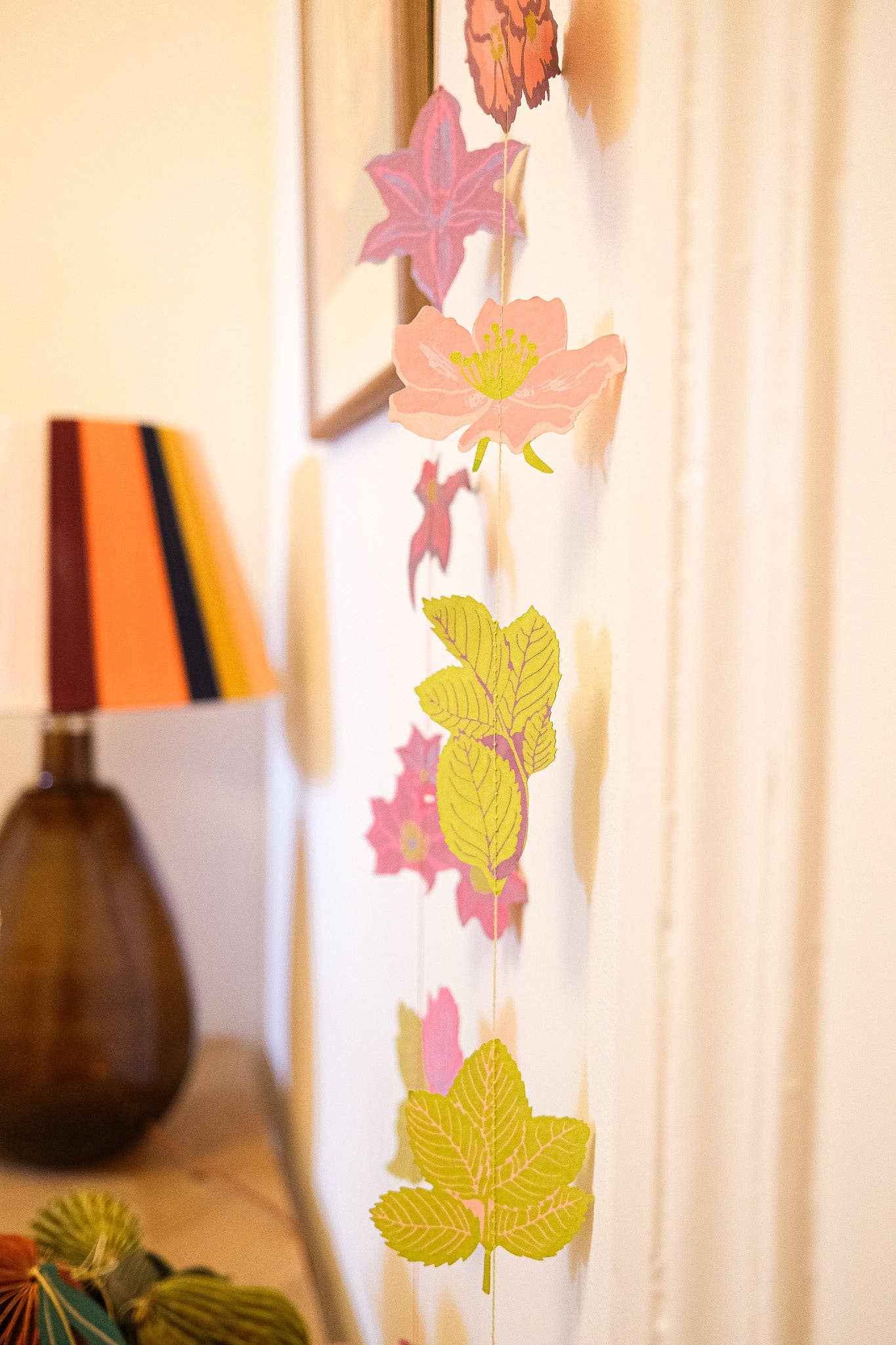 Rose Vertical Wall Hanging - Screen Printed by Hand
