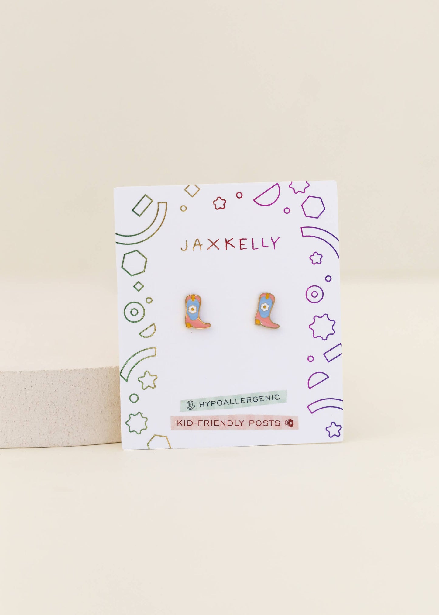 Boot Enamel Flat Back Kids Earrings - JaxKelly