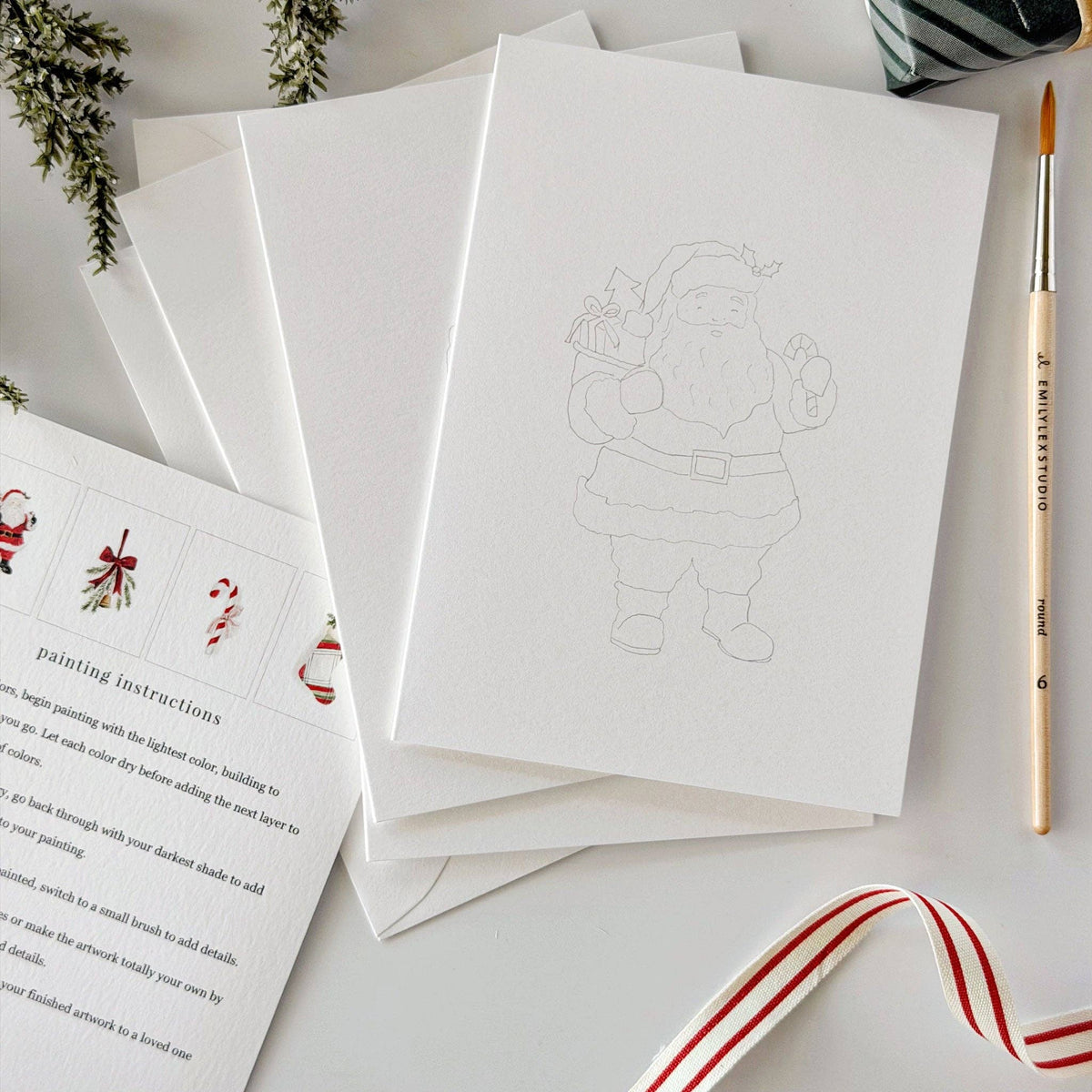 Classic Christmas Paintable Notecard Set - emily lex studio