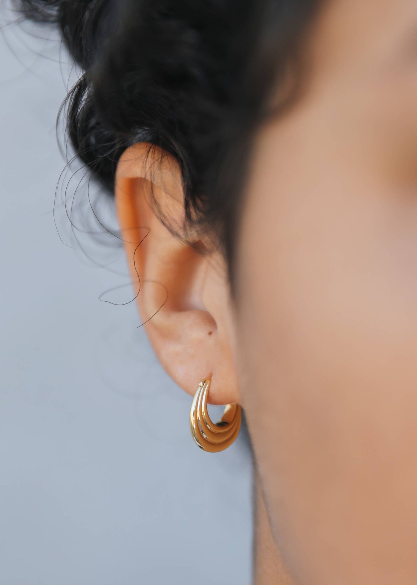 Gold Hoop - Triple Arch - Earrings