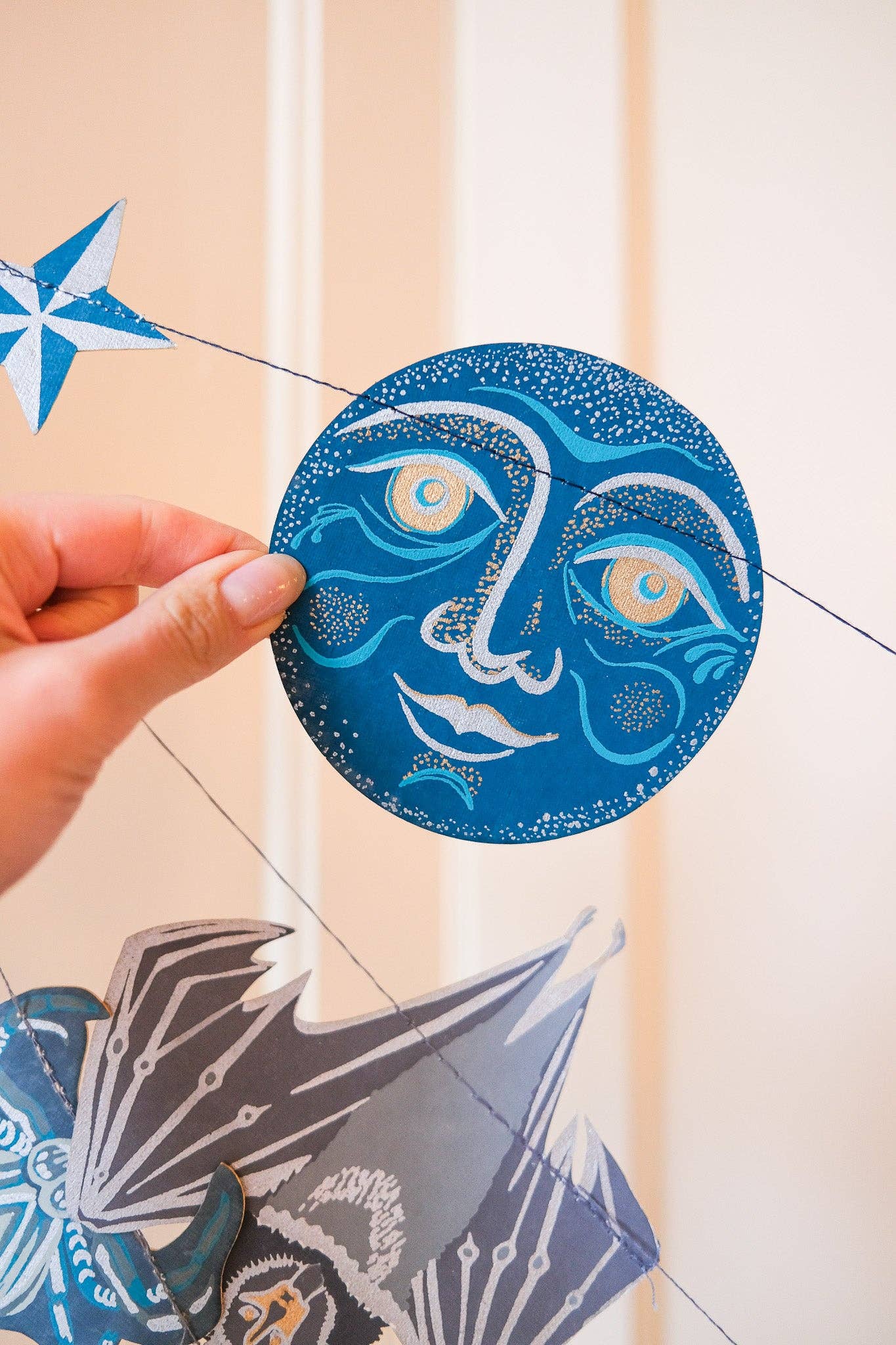 Man on the Moon Sewn Garland - Screen Printed by