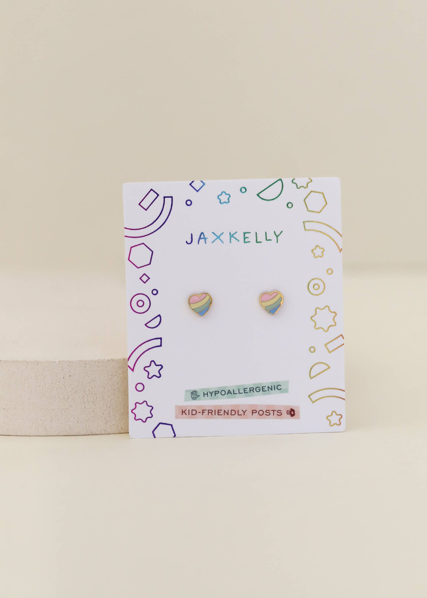 Heart Enamel Flat Back Kids Earrings - JaxKelly