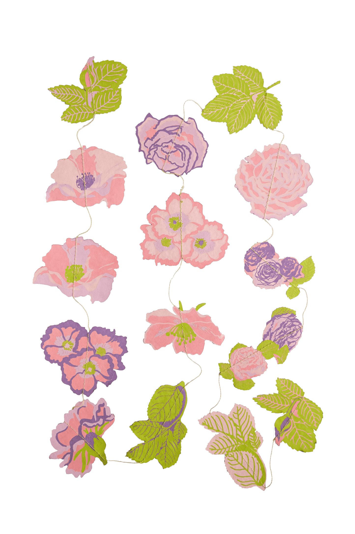 Rose Vertical Wall Hanging - Screen Printed by Hand