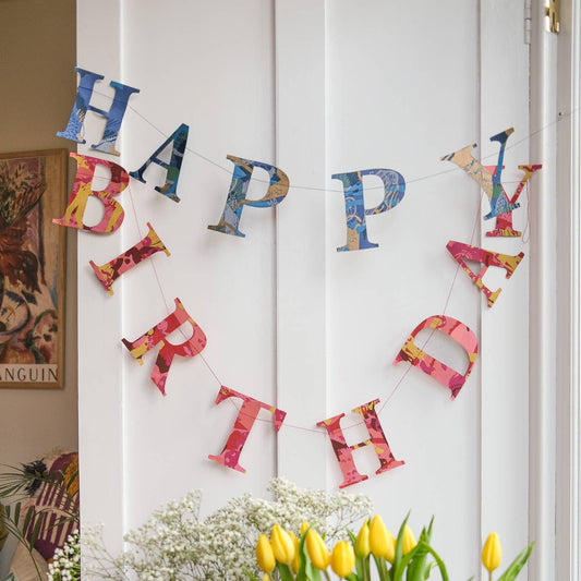 Happy Birthday Garland Banner - Hand Printed - East End Press
