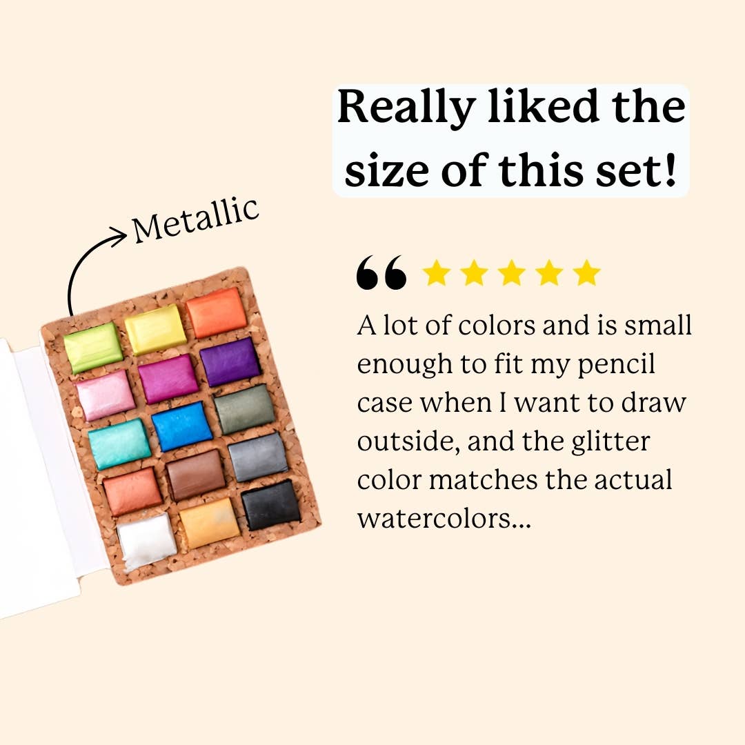 Watercolor Pans - Metallic 15 Colors (Pack of 5) Nano Pallet