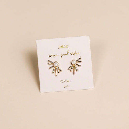White Opal Sun Ray Earrings