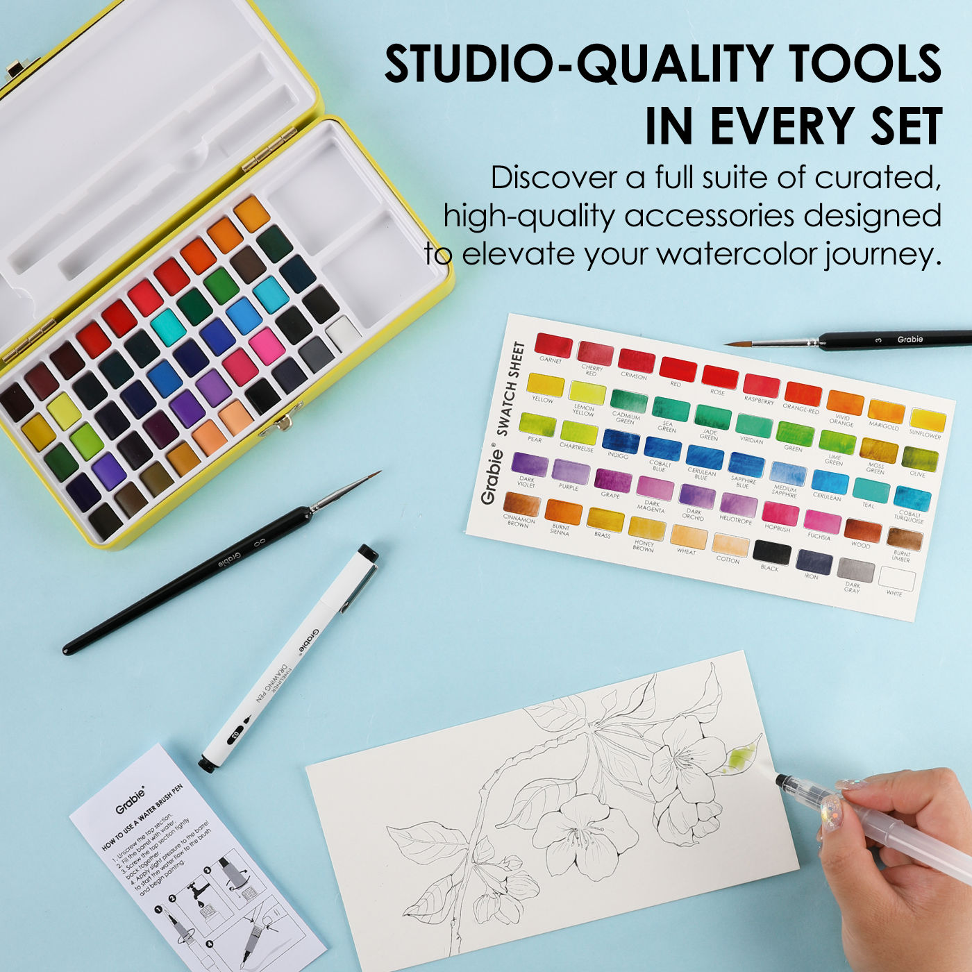 All-In-One Premium Watercolor Set of 50 - Grabie
