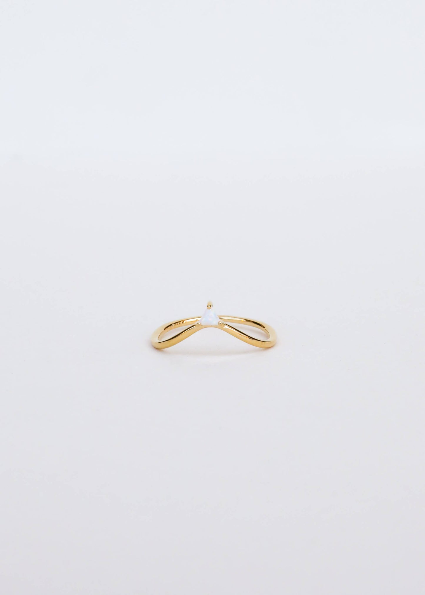 Arched Triangle Ring - White Opal