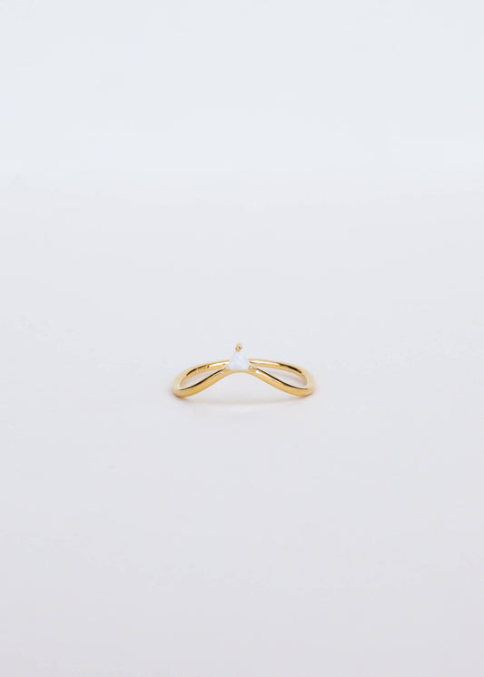 Arched Triangle Ring - White Opal