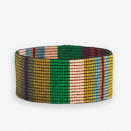 Kenzie Mixed Vertical Stripes Beaded Stretch Braclet - Rio