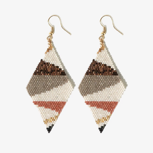 Frida Angled Striped Beaded Earrings - Mixed Metallic