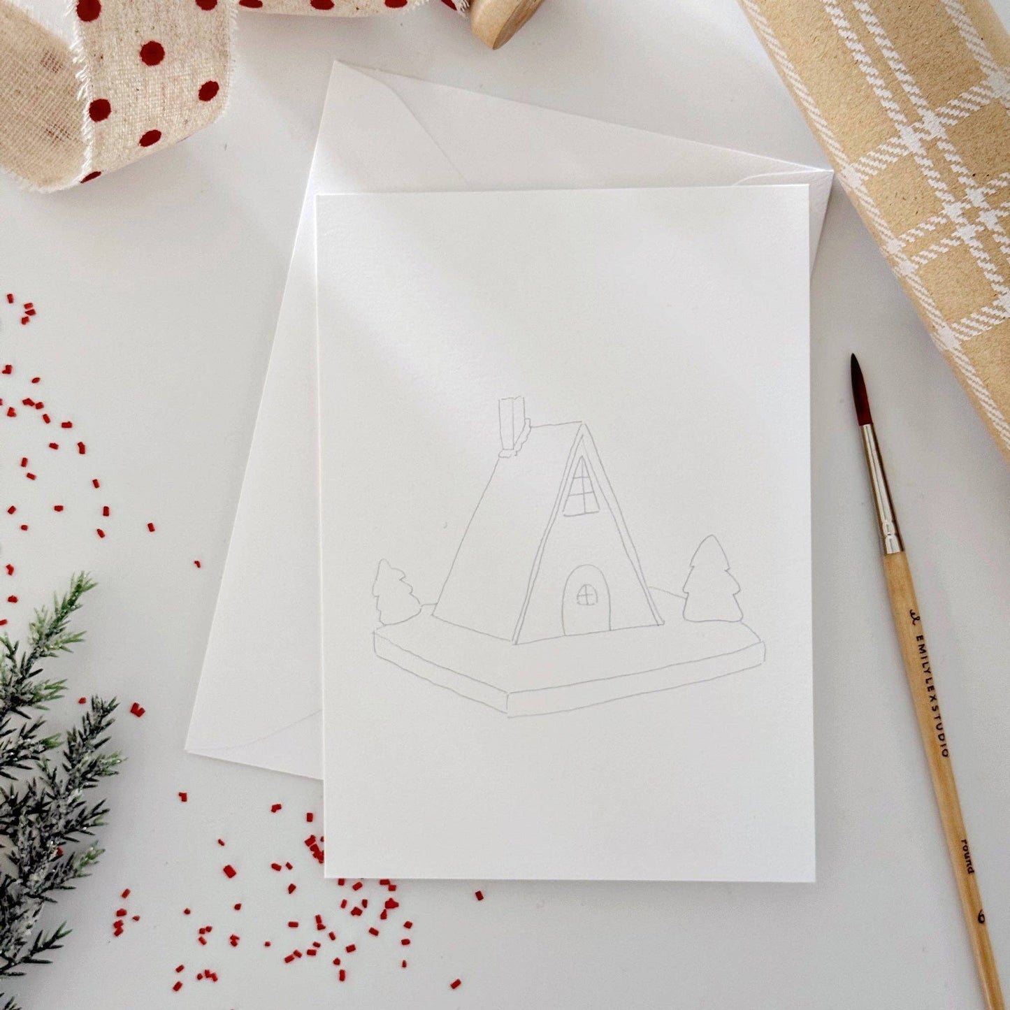 Gingerbread Paintable Notecards - emily lex studio