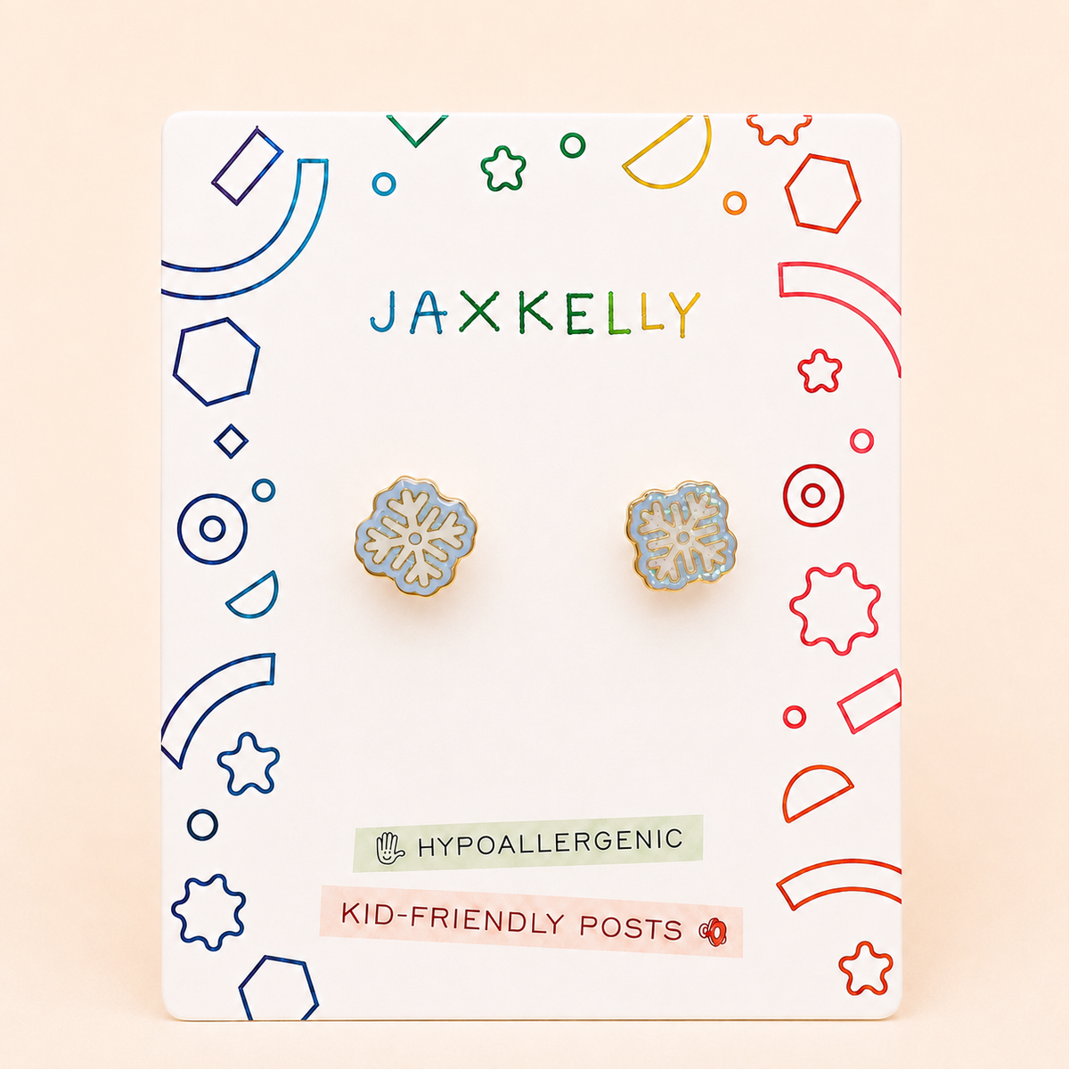 Snowflake Enamel Flat Back Kids Earrings - JaxKelly