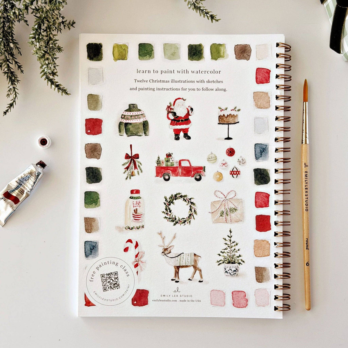 Classic Christmas Watercolor Workbook - emily lex studio