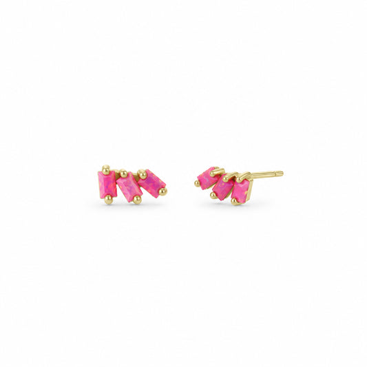 Pink Opal Offset Trio Studs - JaxKelly