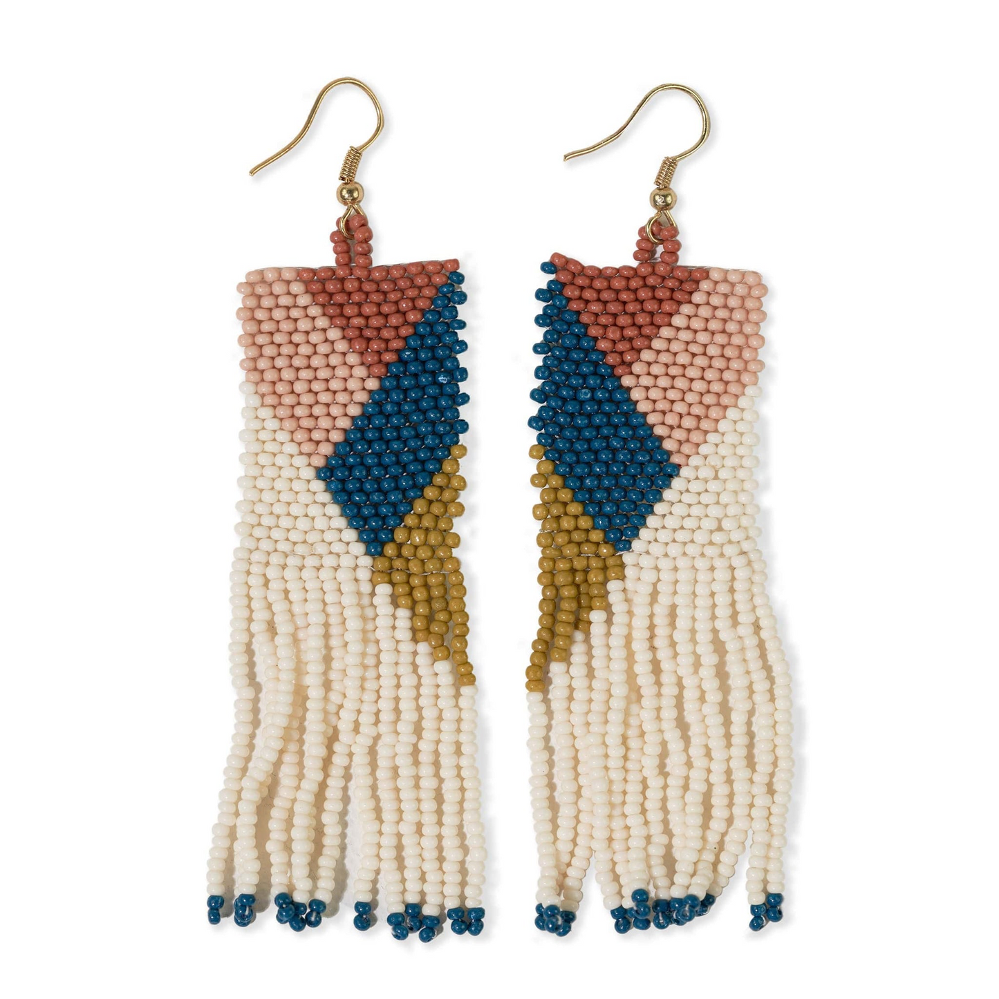 INK+ALLOY© Camielle Abstract Stripe Beaded Earrings Peacock