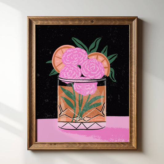 Whiskey Sour Floral Cocktail 8x10 Giclée Art Print - Tara Reed