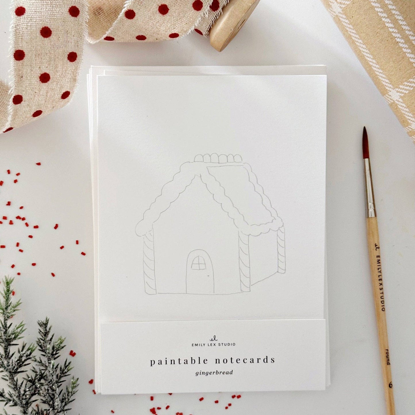 Gingerbread Paintable Notecards - emily lex studio