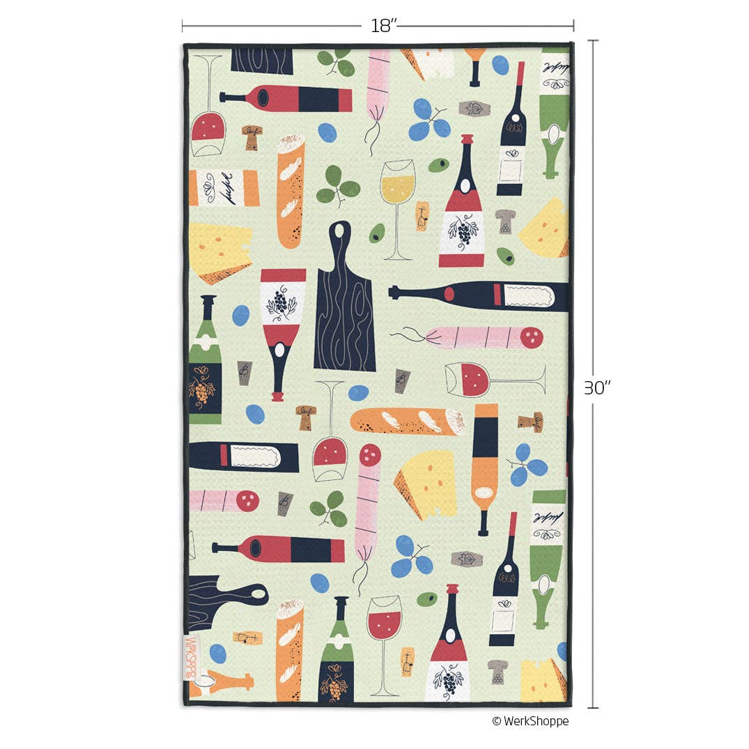 Wine & Cheese Please Microfiber Kitchen Towel