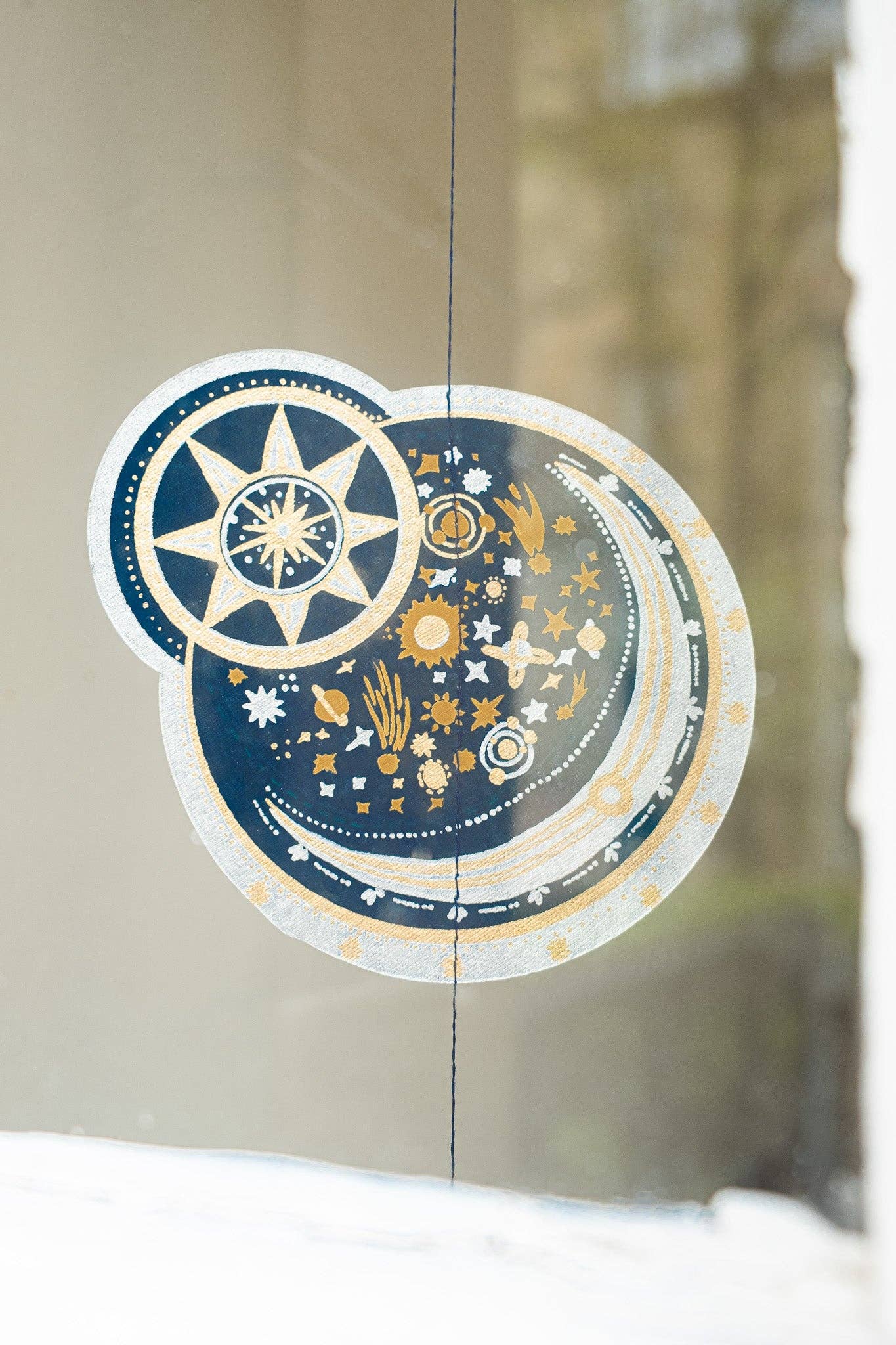 Celestial Vertical Wall Hanging - Screen Printed by Hand