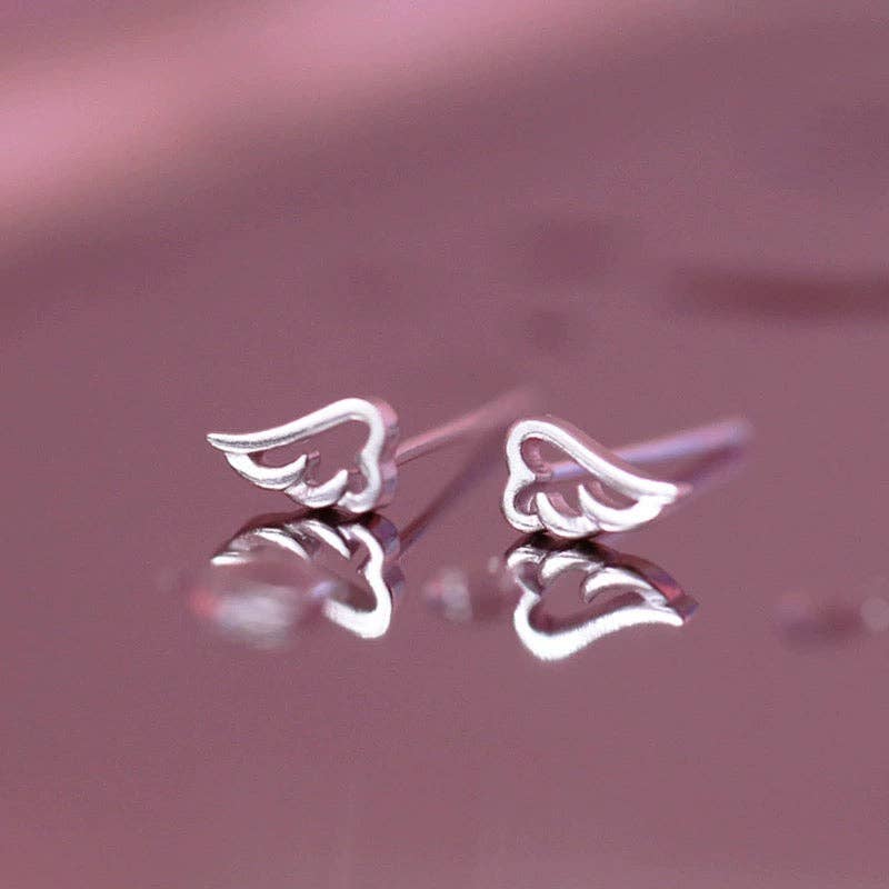 Very Tiny Angel Wings Stud Earrings