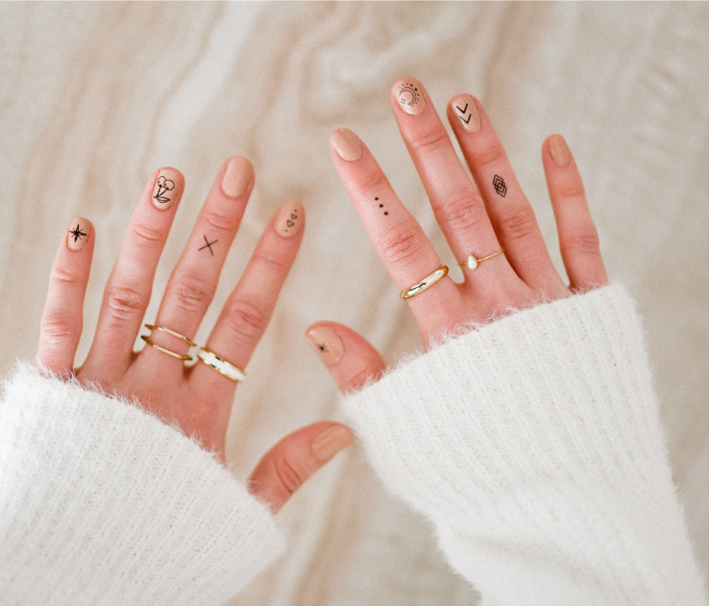 B&W Nail Art Temporary Tattoo Pack - INKED by Dani