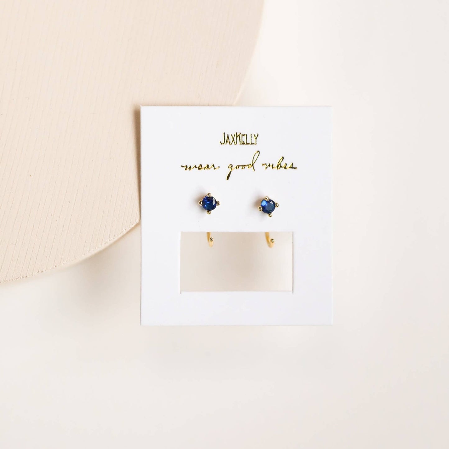 CZ Huggies - Sapphire - Earrings