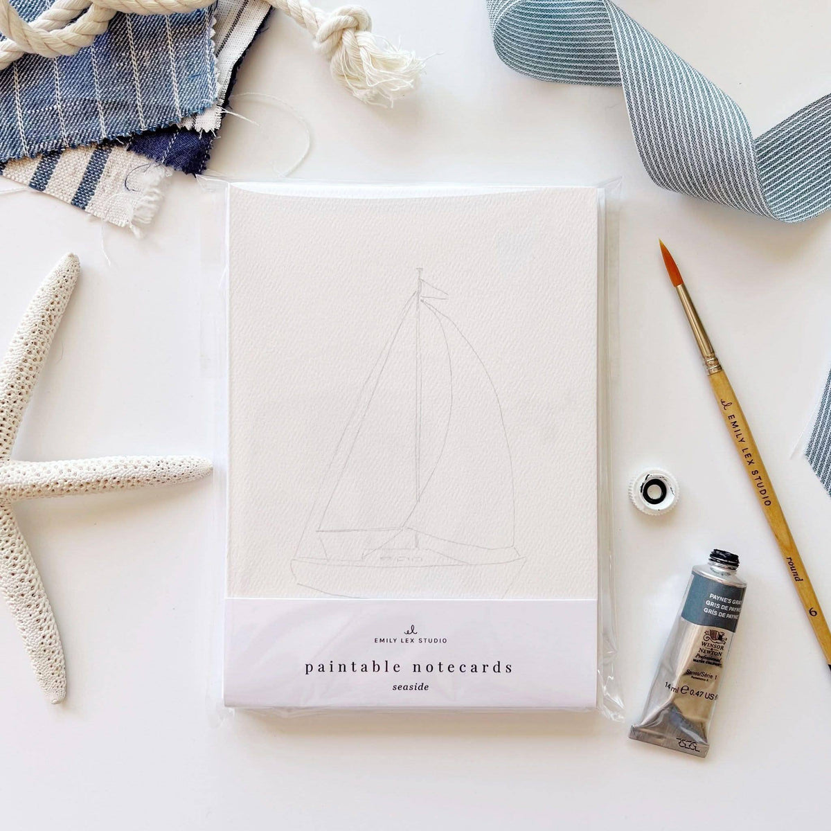 Seaside Paintable Watercolor Notecard set - emily lex studio