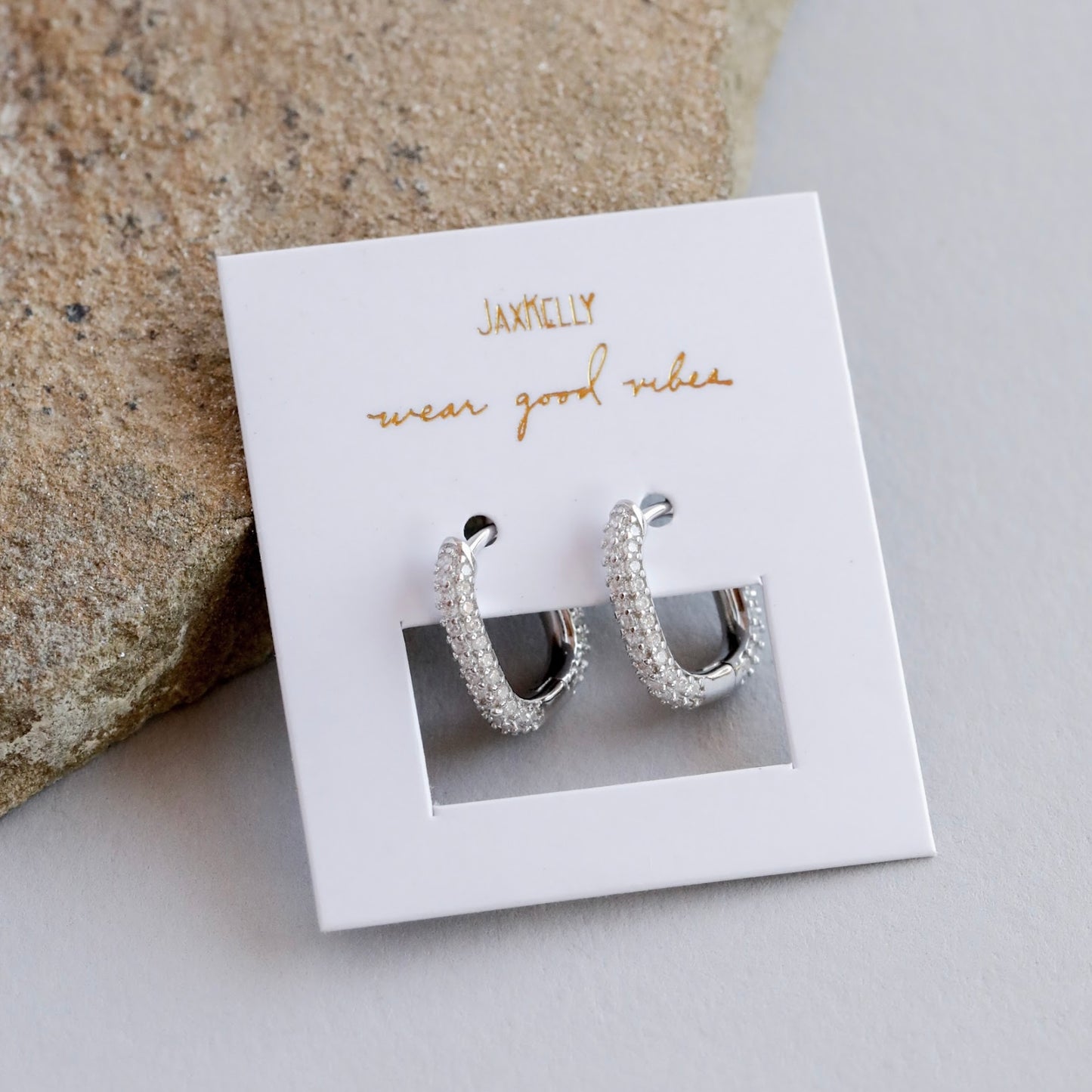 Pavé Silver Hoop Earrings - JaxKelly