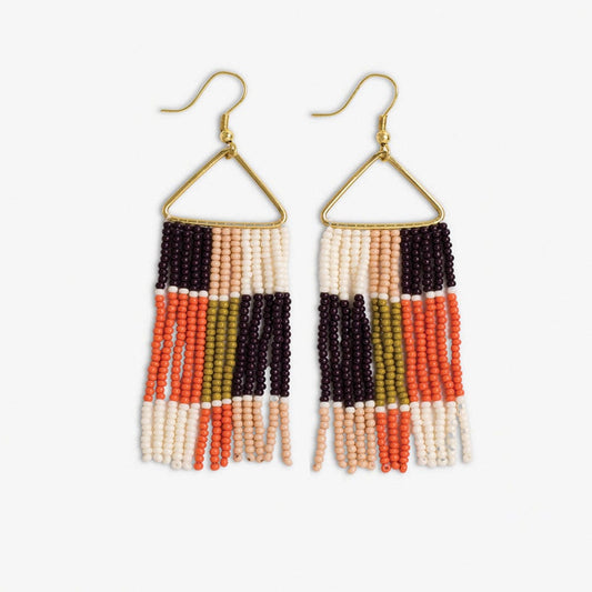 Whitney Patchwork Beaded Fringe Earrings -Jaipur