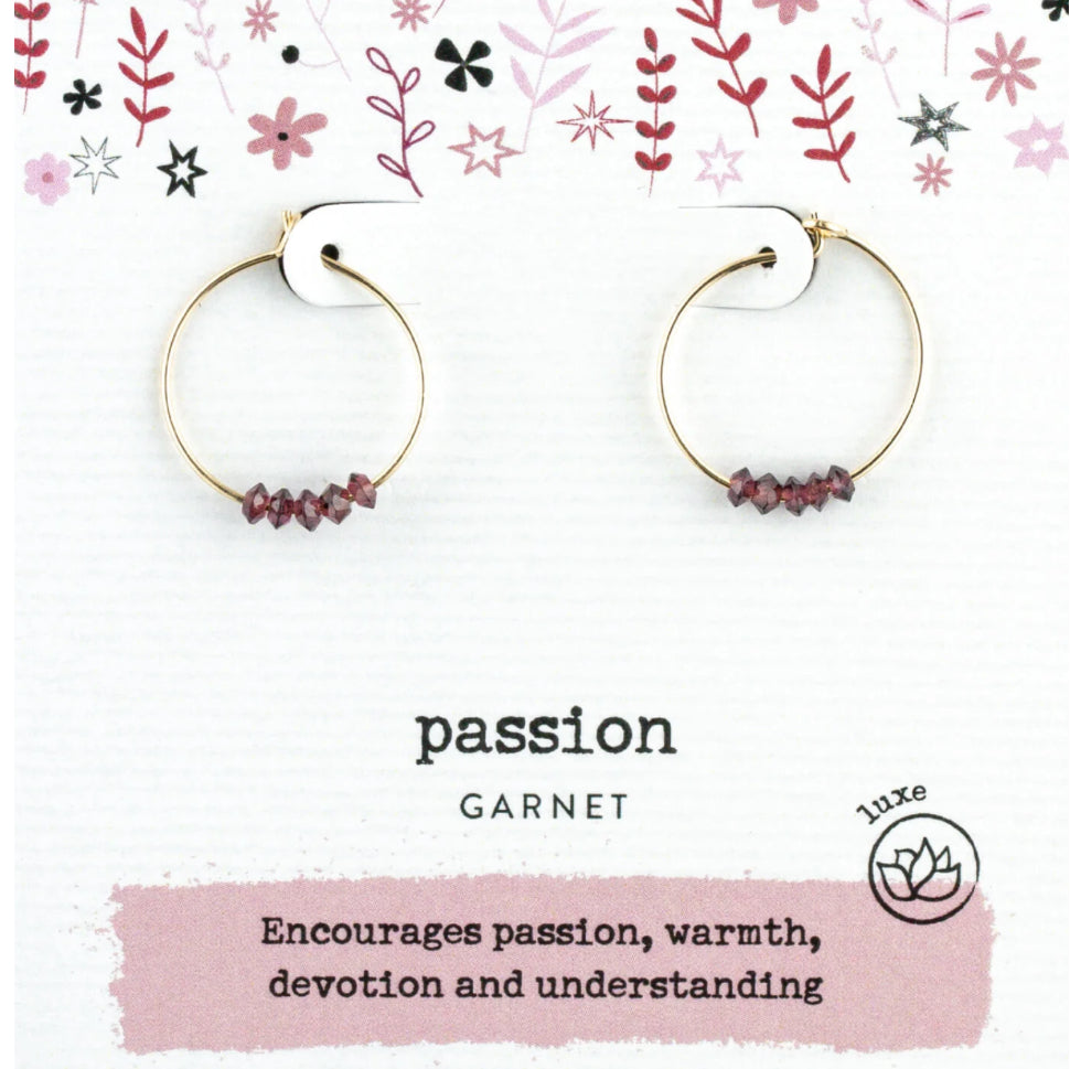 Garnet Gold Hoop Earrings: Passion