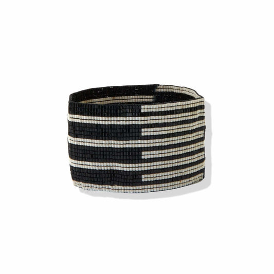 Brooklyn Horizontal Stripes Beaded Stretch Bracelet Black INK+ALLOY©