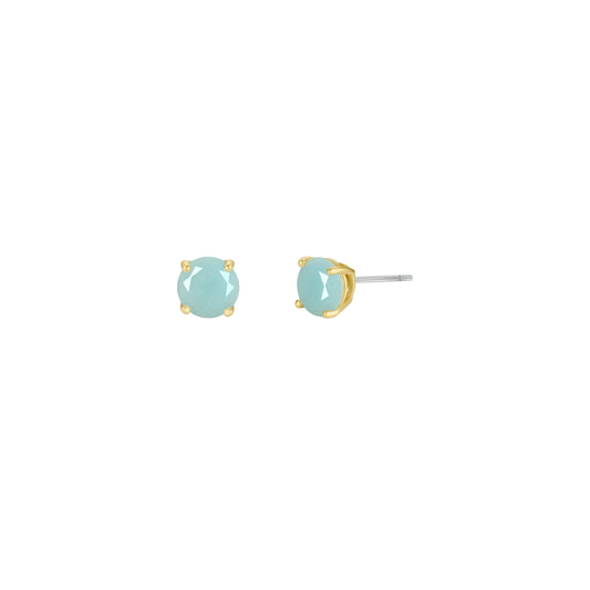 Round Amazonite Gemstone Gold Earrings - JaxKelly