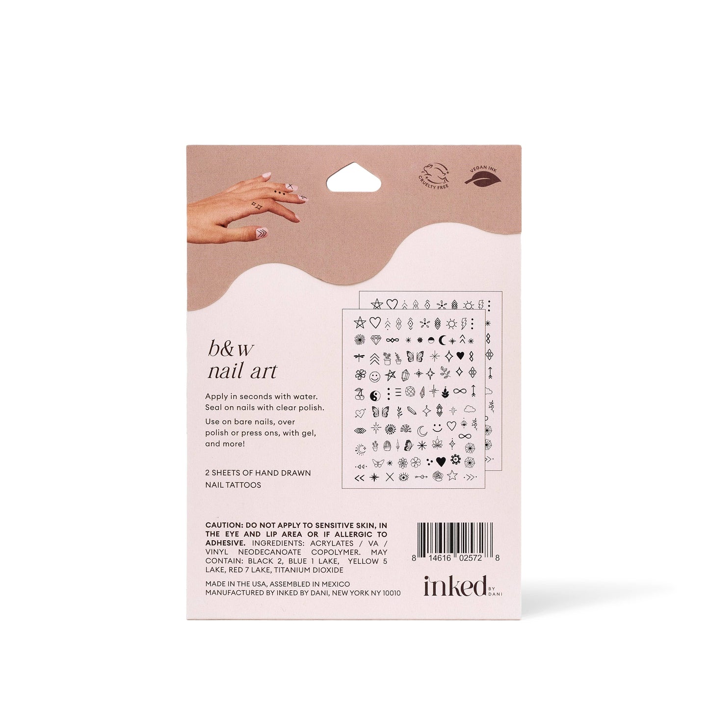 B&W Nail Art Temporary Tattoo Pack - INKED by Dani