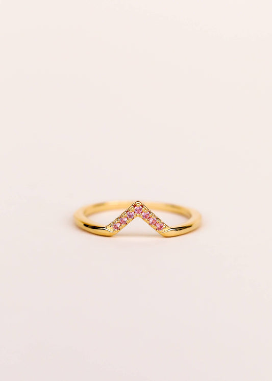 Gold Rings - Pink Lambda CZ