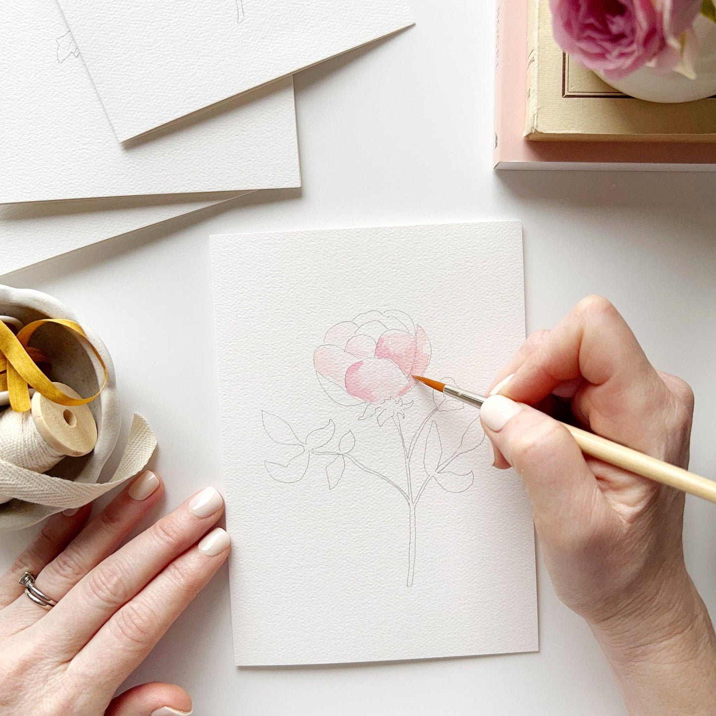 Garden Flowers Paintable Notecards - emily lex studio