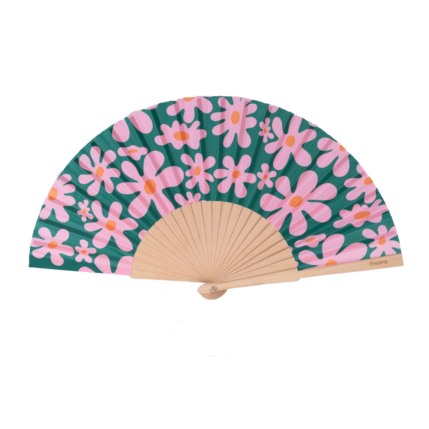 Pink & Green Floral Hand Fan