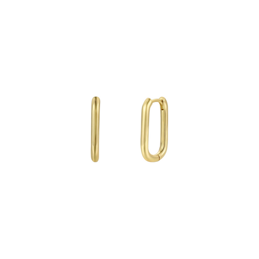 Large Rectangle Hoop Earrings - Gold - JaxKelly